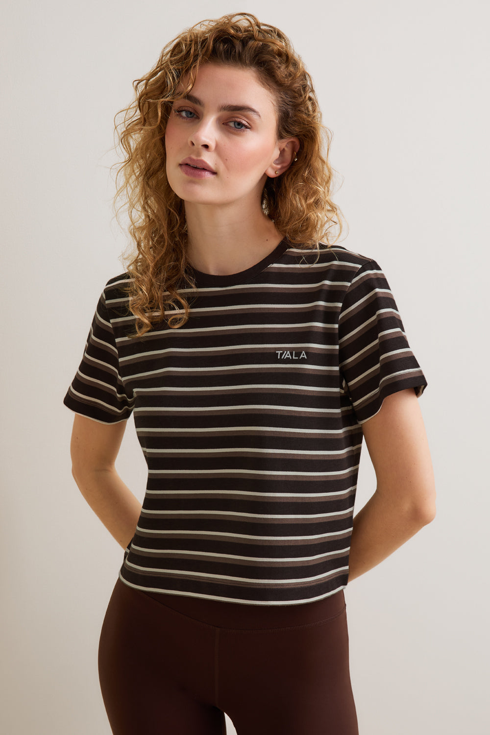 Boxy Baby Tee - Brown Stripe