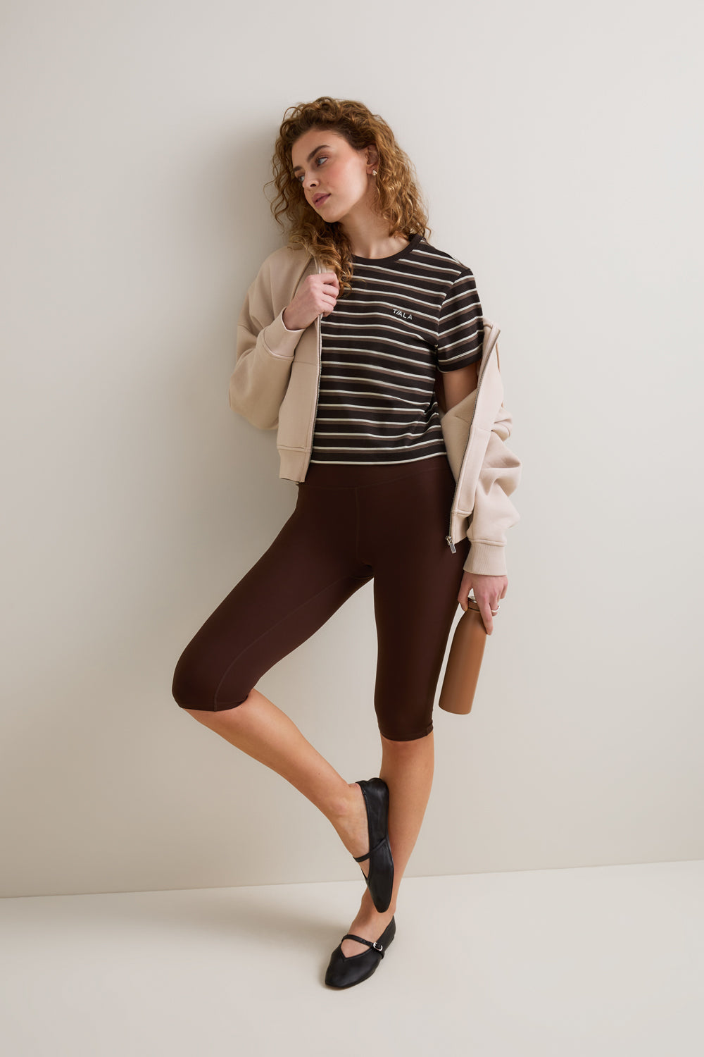 Boxy Baby Tee - Brown Stripe