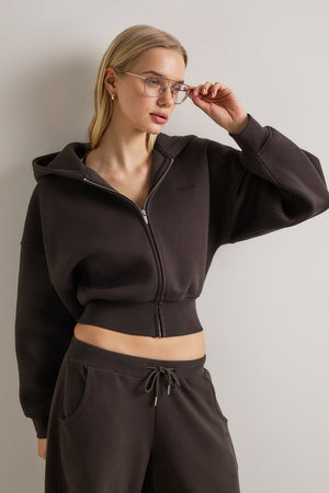 Cocoon Zip Through Hoodie - Americano