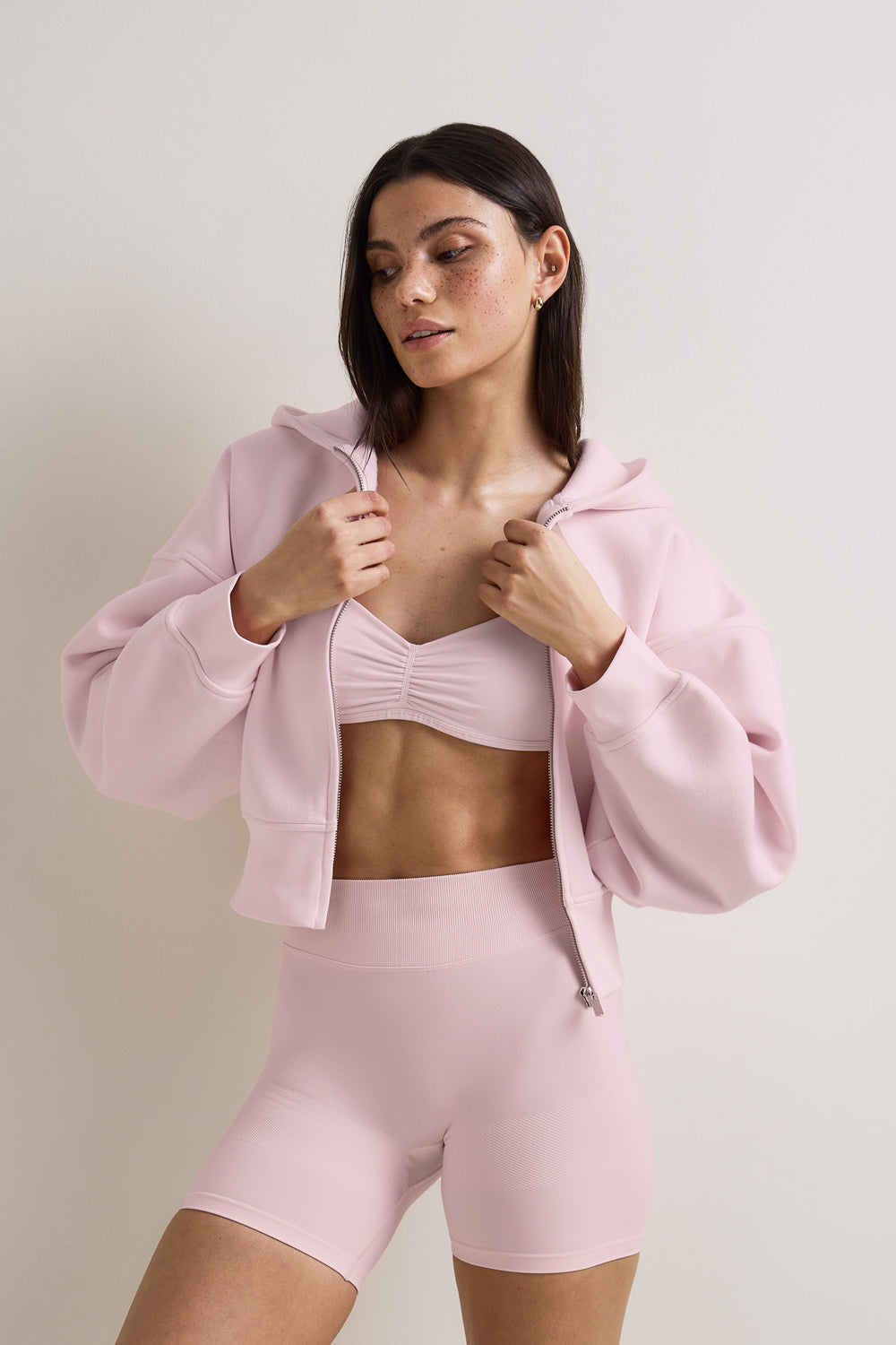 Cocoon Zip Through Hoodie - Ballet Pink – TALA