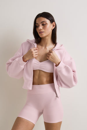 Cocoon Zip Through Hoodie - Ballet Pink