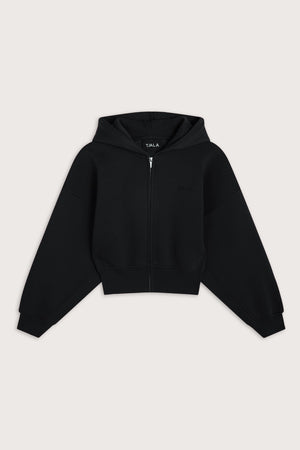 Cocoon Zip Through Hoodie - Black