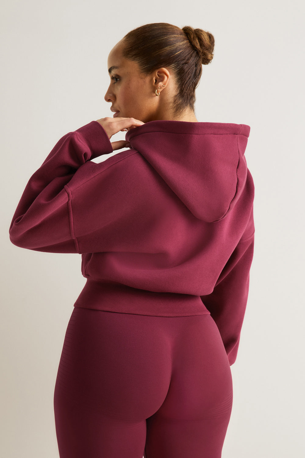 Cocoon Zip Through Hoodie - Cherry Red