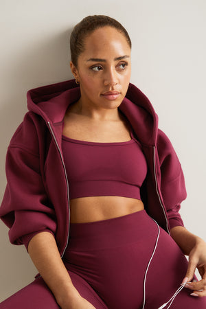Cocoon Zip Through Hoodie - Cherry Red