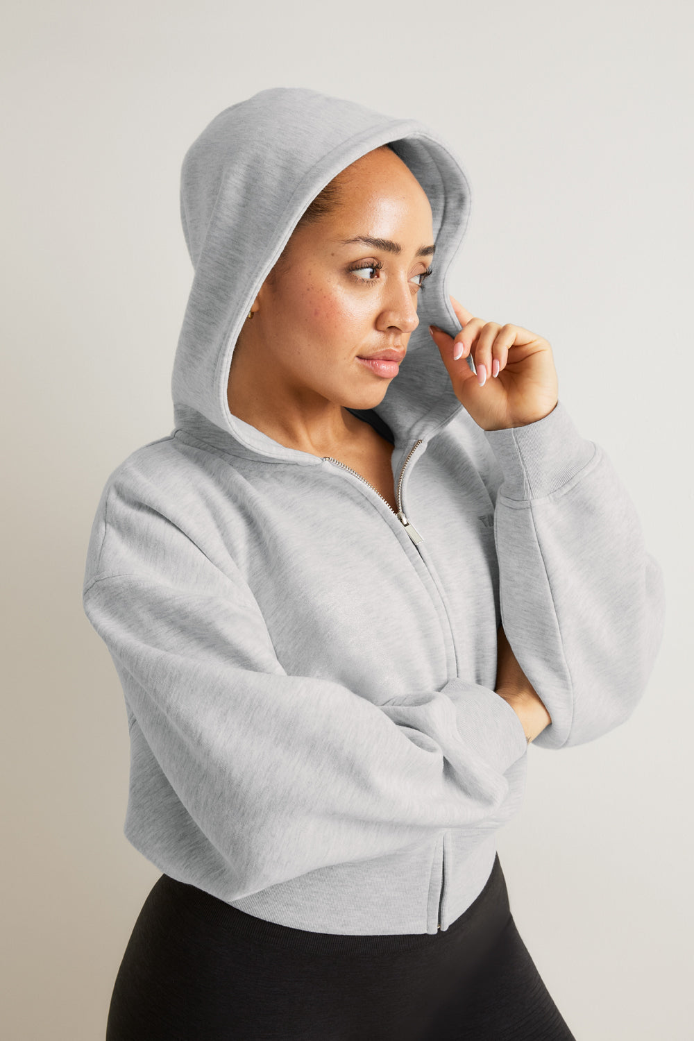Cocoon Zip Through Hoodie - Grey Marl