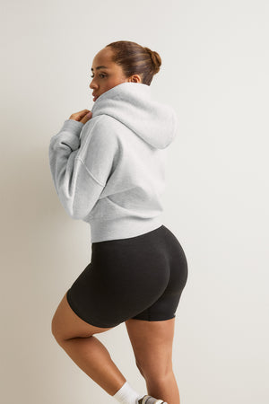 Cocoon Zip Through Hoodie - Grey Marl