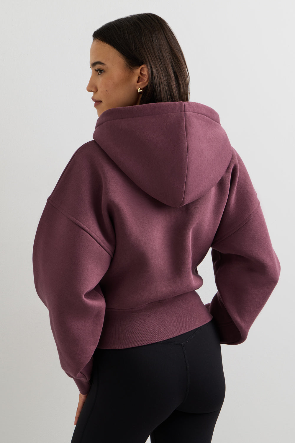 Cocoon Zip Through Hoodie - Light Fig