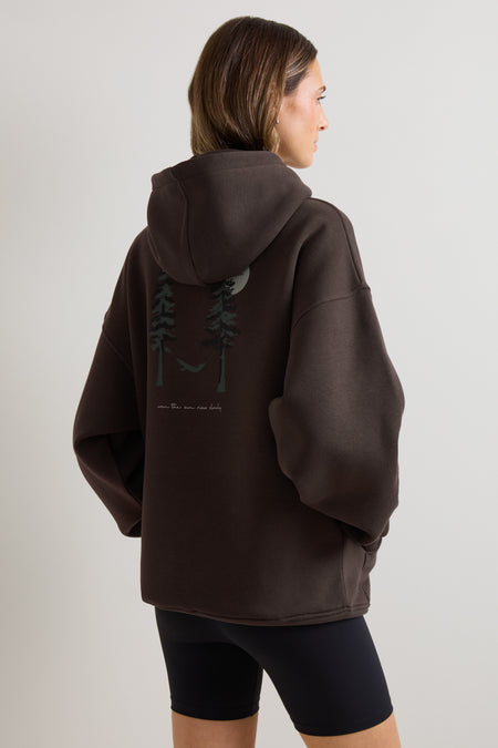 Trail Graphic Oversized Hoodie - Americano