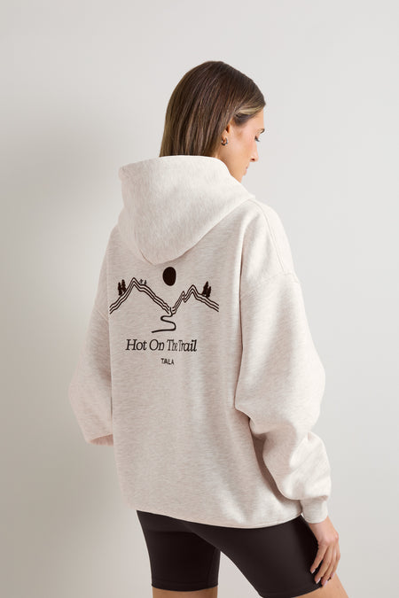 Trail Graphic Oversized Hoodie - Oat Marl