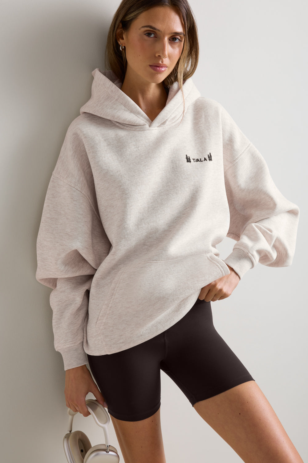 Trail Graphic Oversized Hoodie - Oat Marl