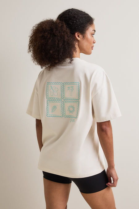 Seashells Graphic Tee - Ivory / Cyan Blue