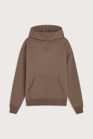 Oversized Embossed Logo Hoodie - Washed Cortado Brown