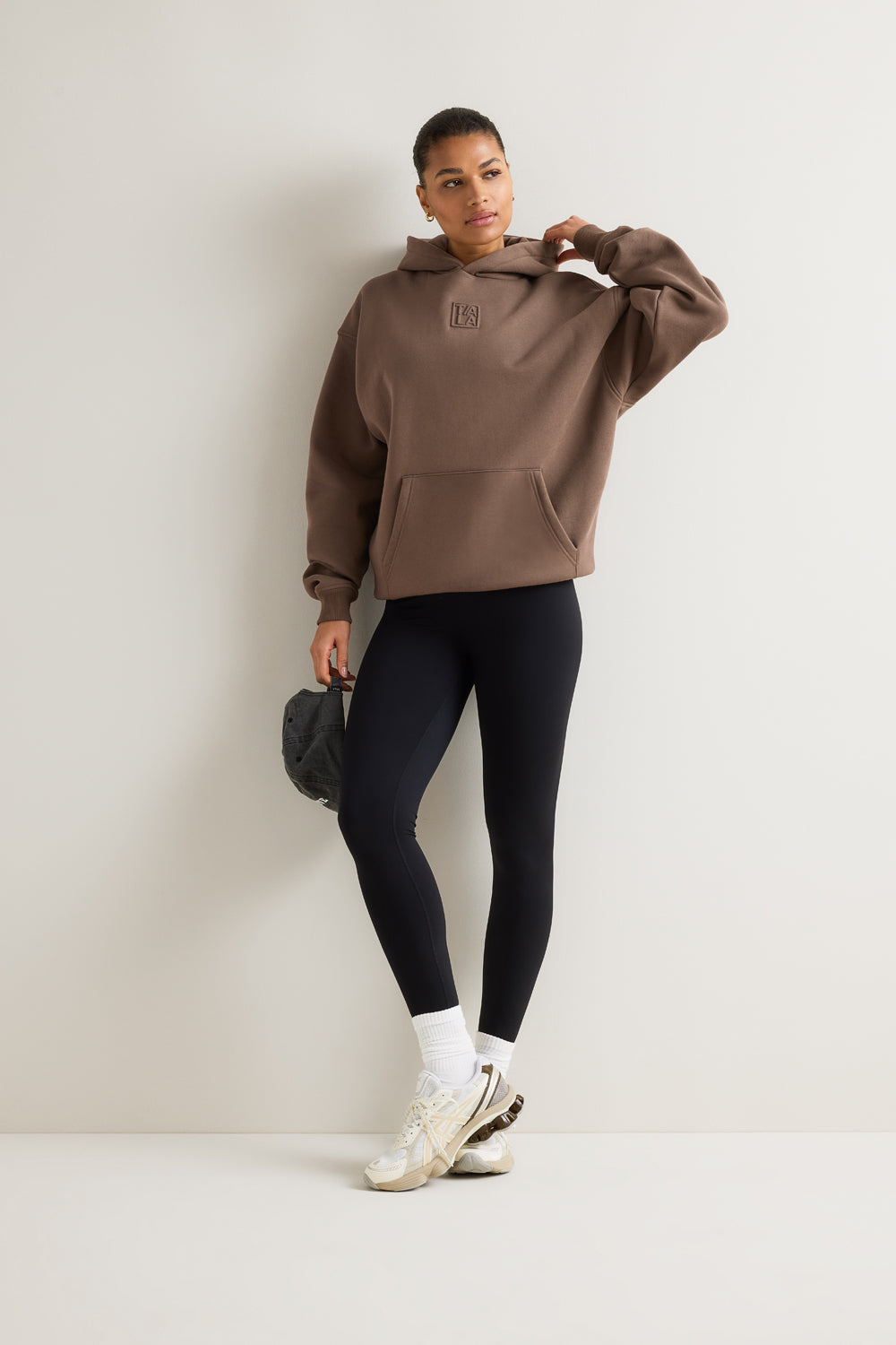 Oversized Embossed Logo Hoodie - Washed Cortado Brown