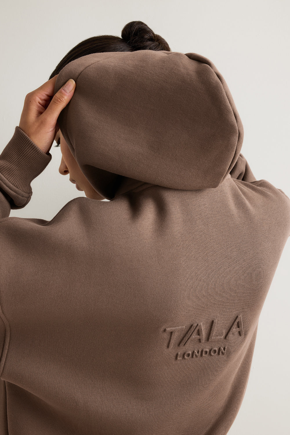 Oversized Embossed Logo Hoodie - Washed Cortado Brown