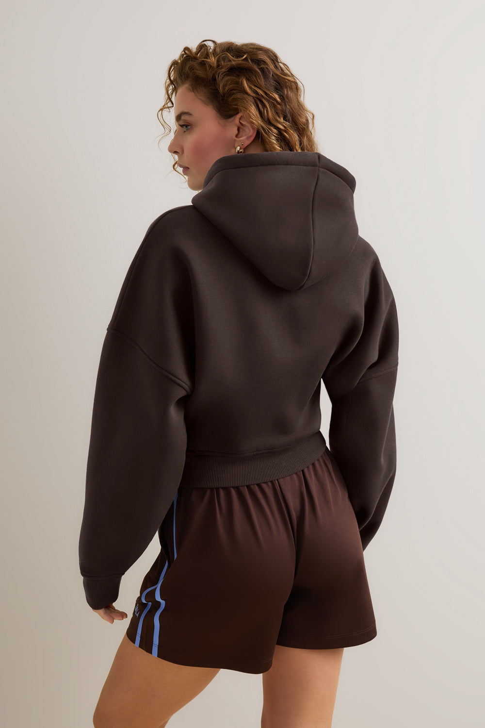 Oversized Cocoon Zip Through Hoodie - Americano