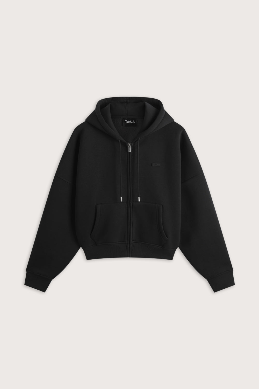Oversized Cocoon Zip Through Hoodie - Vintage Black