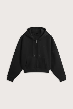 Oversized Cocoon Zip Through Hoodie - Vintage Black