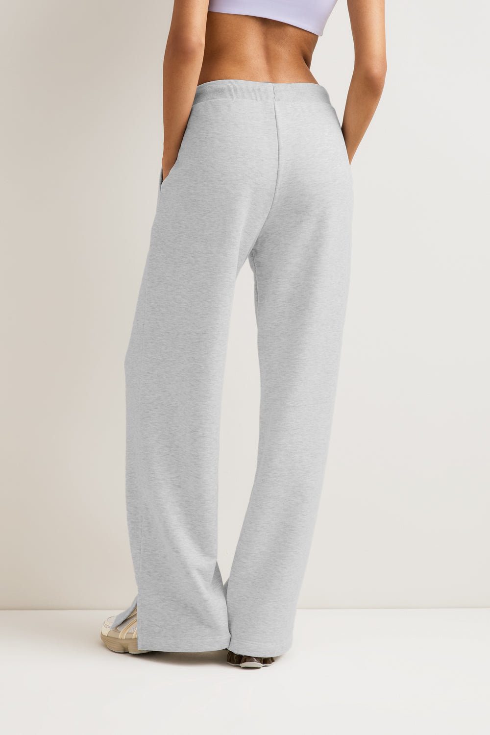 Peached Wide Leg Jogger - Grey Marl