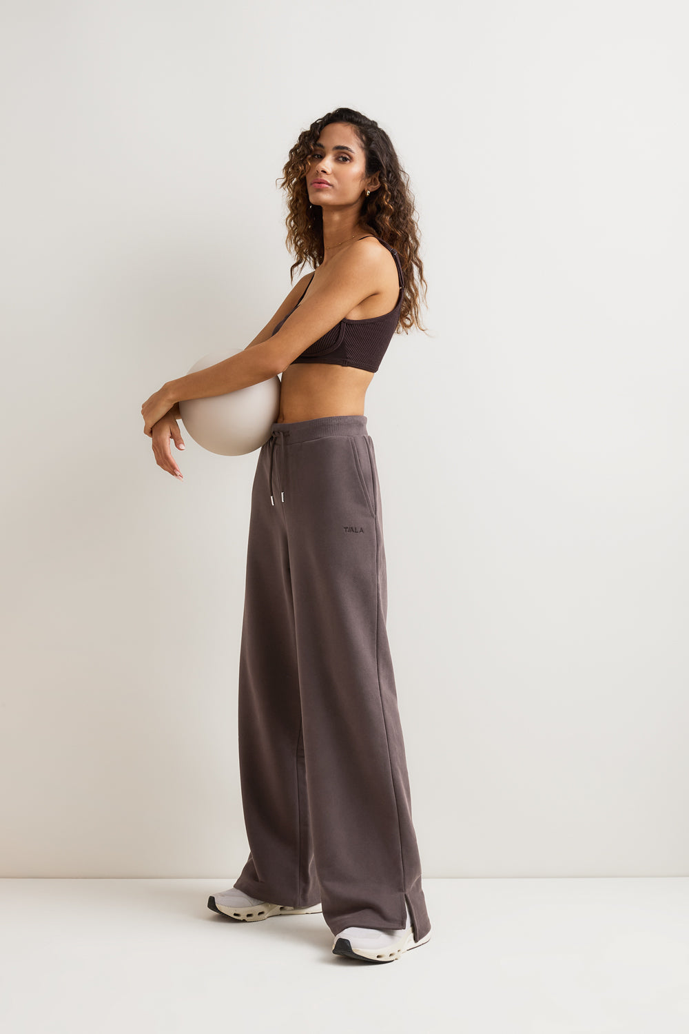 Peached Wide Leg Jogger - Mocha Brown