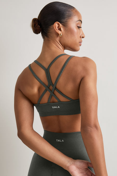 Sculpt Seamless Multi Strap Sports Bra - Dark Olive