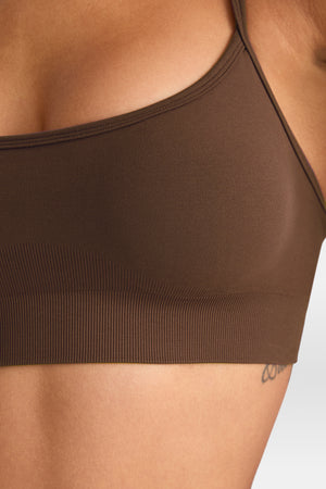 Sculpt Seamless Bandeau Sports Bra - Coffee Marl
