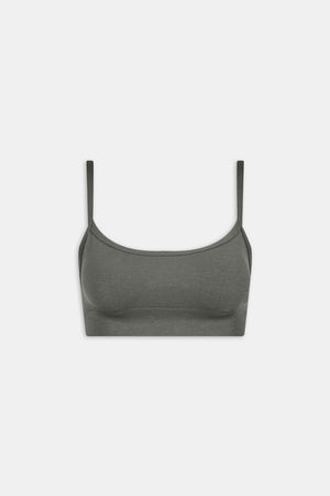 Sculpt Seamless Bandeau Sports Bra - Dark Olive Marl