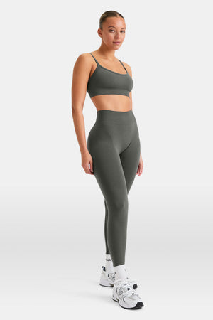 Sculpt Seamless Bandeau Sports Bra - Dark Olive Marl