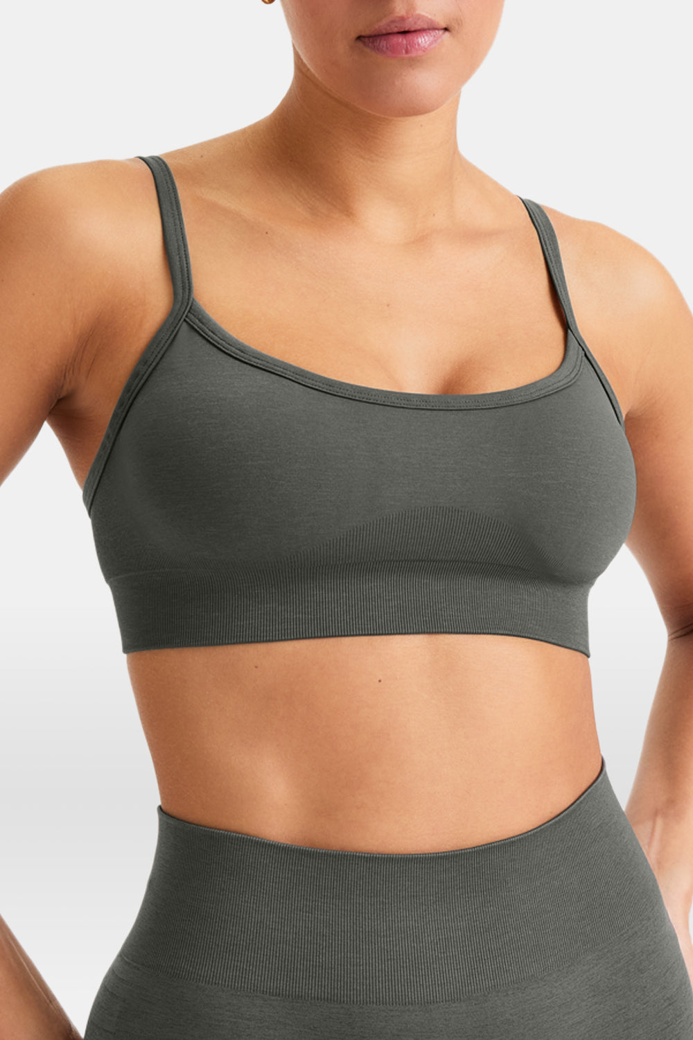 Sculpt Seamless Bandeau Sports Bra - Dark Olive Marl