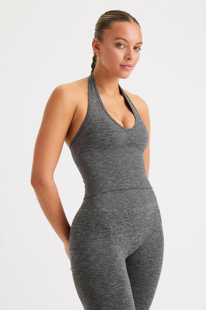 Sculpt Seamless Halter Tank - Charcoal Marl