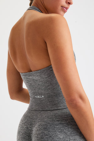 Sculpt Seamless Halter Tank - Charcoal Marl