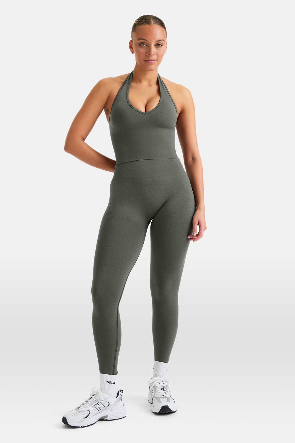 Sculpt Seamless Halter Tank - Dark Olive Marl