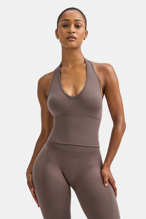 Sculpt Seamless Halter Tank - Dark Truffle