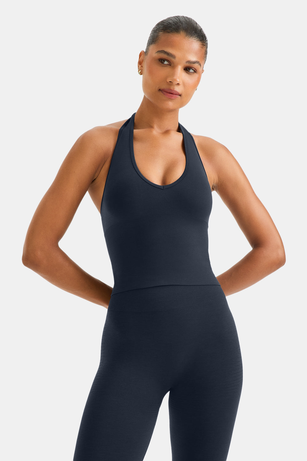 Sculpt Seamless Halter Tank - Navy Marl