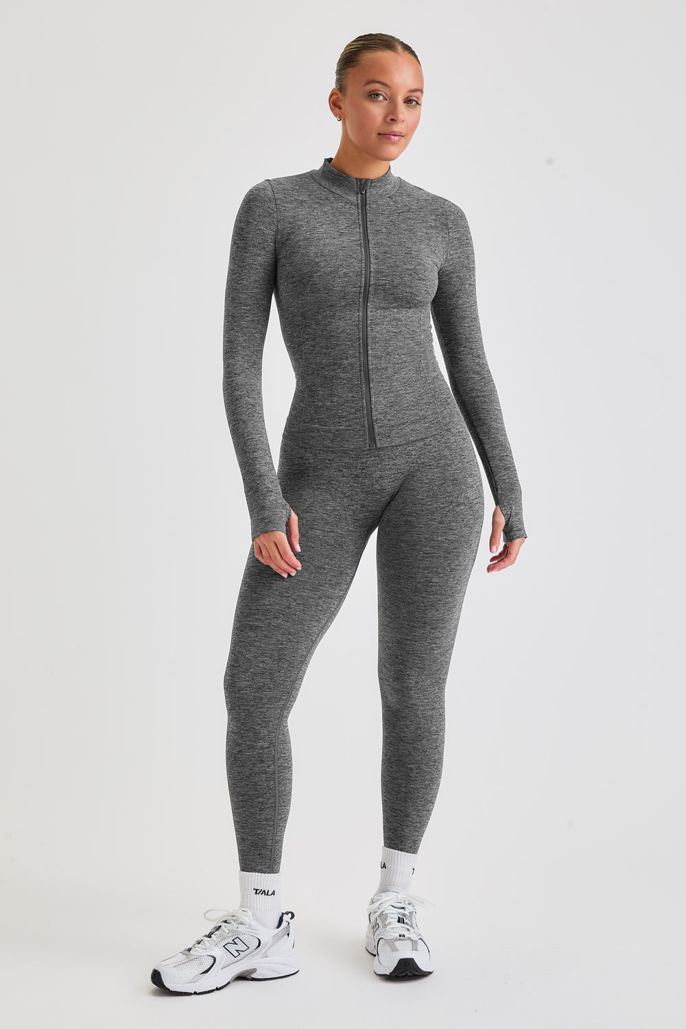 Sculpt Seamless Longline Jacket - Charcoal Marl