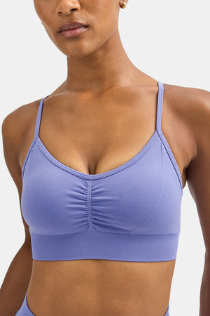 Sculpt Seamless Ruched Sports Bra - Aster Blue