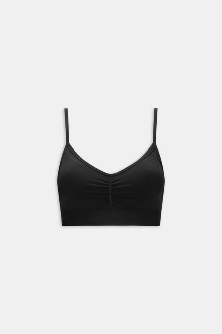 Sculpt Seamless Ruched Sports Bra - Black Marl