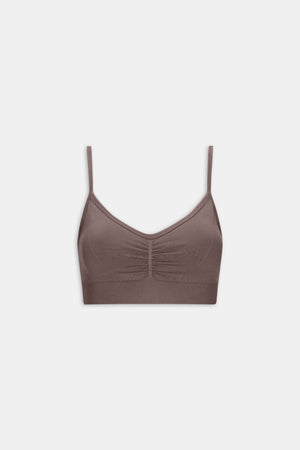 Sculpt Seamless Ruched Sports Bra - Dark Truffle
