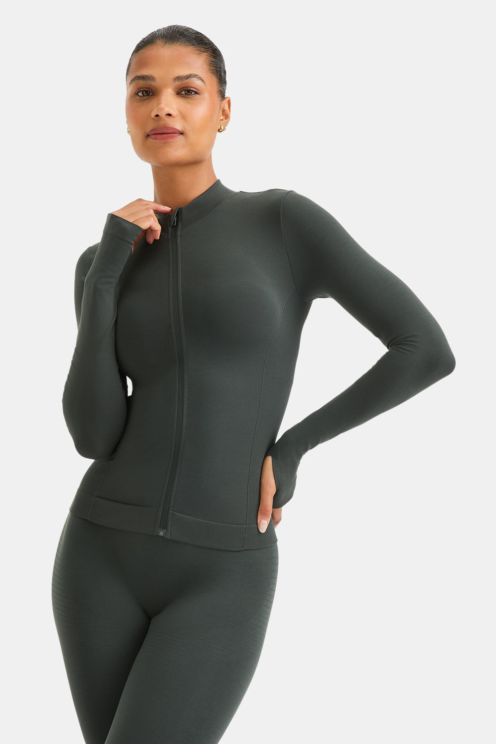Sculpt Seamless Longline Jacket - Slate Green – TALA