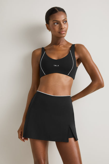 SkinLuxe Contrast Piping Mini Skort - Shadow Black