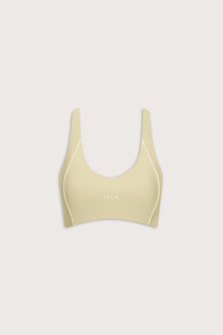 SkinLuxe Contrast Piping Sports Bra - Lemon Yellow