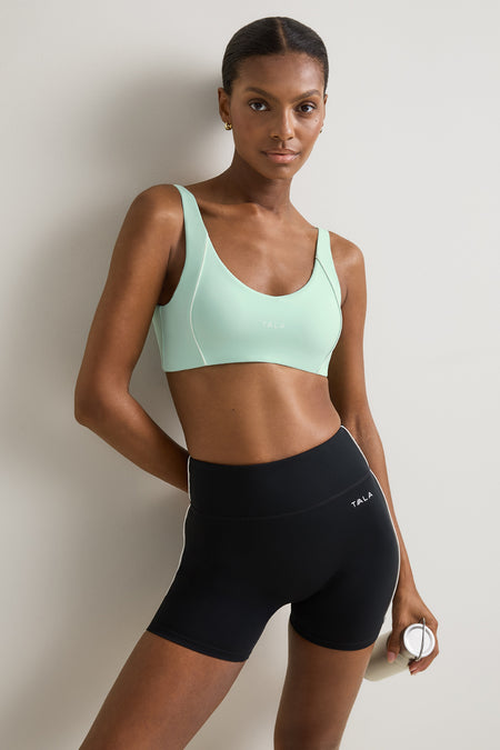 SkinLuxe Contrast Piping Sports Bra - Soft Mint