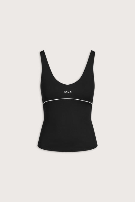SkinLuxe Contrast Piping Vest - Shadow Black