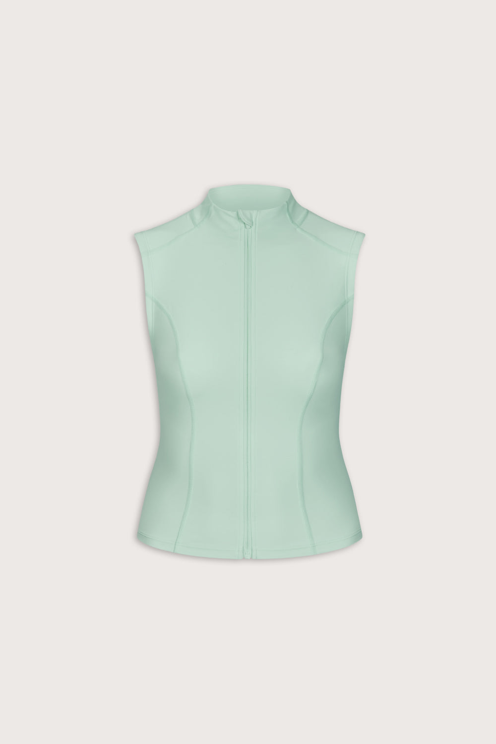 SkinLuxe Sleeveless Zip Through Running Top - Soft Mint