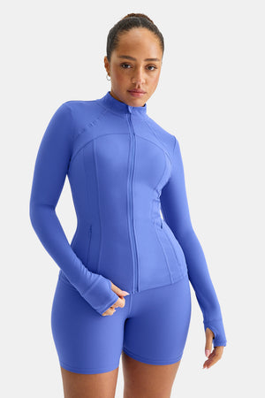 SkinLuxe Full Length Running Top - Iris Blue