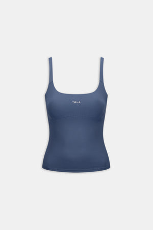 SkinLuxe Scoop Neck Full Length Vest - Vintage Blue