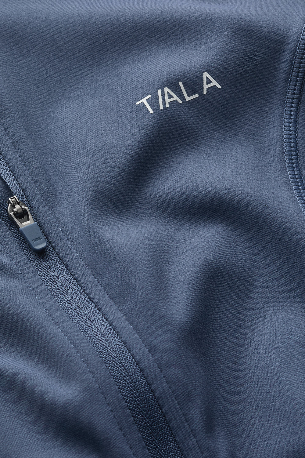 SkinLuxe Zip Through Short Sleeve Running Top - Vintage Blue