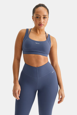 SkinLuxe Contour Scoop Back Sports Bra - Vintage Blue