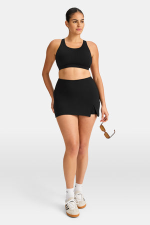 SkinLuxe Asymmetric Side Split Skort - Shadow Black