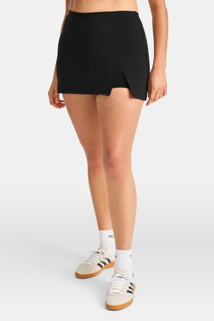 SkinLuxe Asymmetric Side Split Skort - Shadow Black