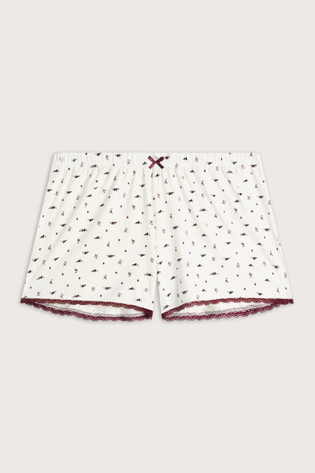 Lace Trim Pyjama Short - Hiking Print